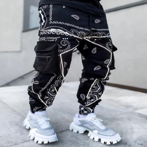Joggers Cargo Pants For Men Loose Baggy Pocket Male Trousers Sweatpants Black Fashion Casual Hip Hop Hit Beam Feet Long Pants