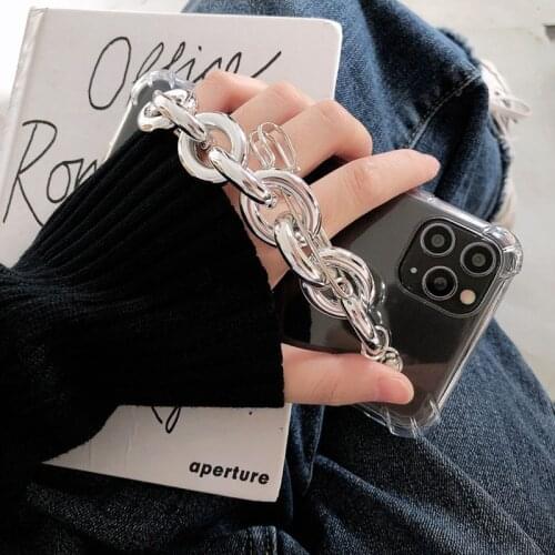 Korean Metal Chain Bracelet Phone Case for Samsung A51 A71 S20 Note20 S8 S9 S10 Plus A10 A20 A50 A70 Soft Transparent Back Cover