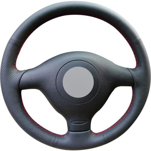 Black PU Faux Leather Car Steering Wheel Cover for Volkswagen VW Golf 4 (MK4) 1997-2003 Passat B5 1996-2005 Polo MK6 1999-2002