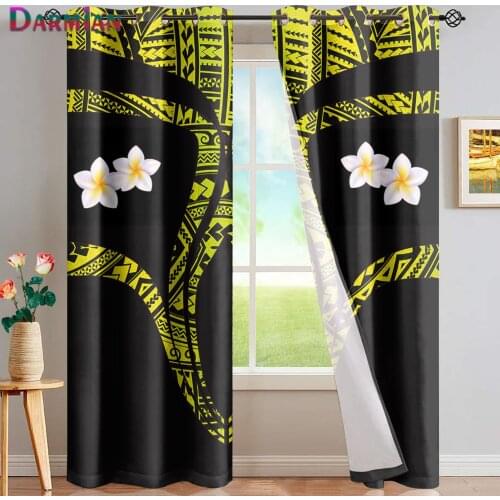 DARMIAN Windows Decor Curtains Drapes Modern Polynesian Traditional Tribal Plumeria Print Curtain for Living Room Bedroom Home
