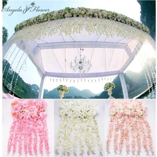 DIY flower row with wisteria wedding arch decor flower rose peony hydrangea mix flower arch artificial flower row wisteria vine