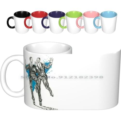 Jazz Dancers , Al Minns & Leon James Ceramic Mugs Coffee Cups Milk Tea Mug Jazz Dance Dancing Blue Ink Men Decorative Splatter