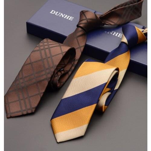 High Quality 2020 New Silk Formal Wedding Ties for Men Slim 6cm Necktie Designers Brand Coffee Black with Gift Box