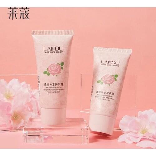LAIKOU Hand Cream Rose Essential Oil Deep Moisturizing Anti Wrinkles Nourishing Hands Skin Whitening Repair Prevent Dryness