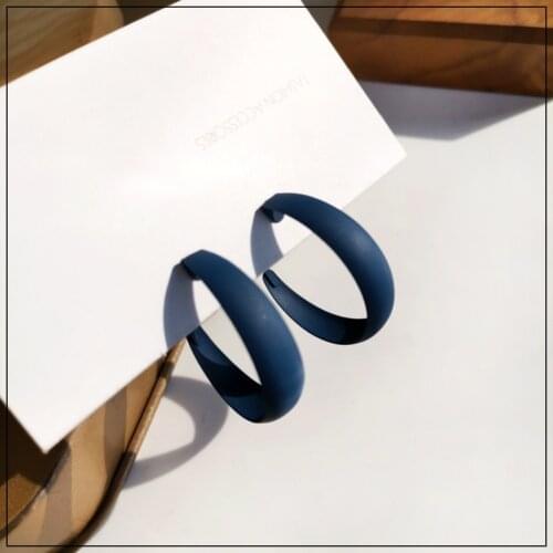 LANIWOO Wide Blue Circle Hoop Earring 2021 New Fashion Jewelry Vintage Elegant For Women Girls Wholesale Accessory