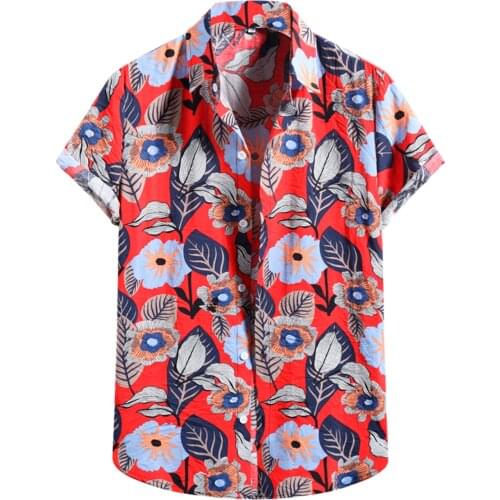 Summer Mens Shirt Casual Short Sleeve Hawaiian Shirts Lapel Tropical Floral Print Cool Thin Shirt Men Dress Male Clothing Tops