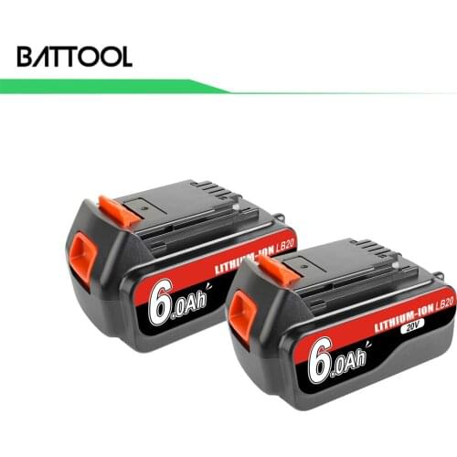 Battool 18V/20V 6000mAh Li-ion Rechargeable Battery for BLACK&DECKER LB20 LBX20 LBXR20 Power Tool Replacement Batteries