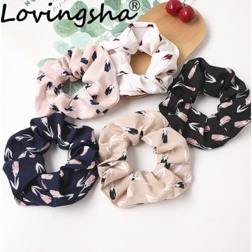 LOVINGSHA Women Cute Floral Hair Accessories Brand Ladies Hair Tie Brand Scrunchies Ponytail Hair Female Girl Holder Rope FC172
