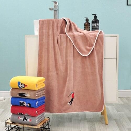 Microfiber Embroidery Towel Bathroom Bath Towel For Adults 70*140cm Towels Terry Washcloth Travel Sport Towel
