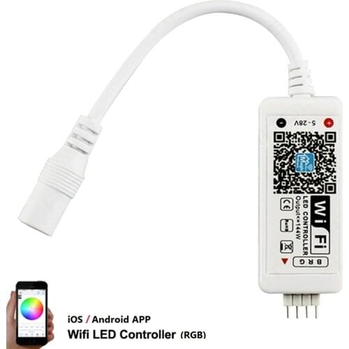 DC 5V 12V 24V Mini WiFi LED RGB / RGBW Controller iOS Android APP 24Key IR Remote Controler for 3528 5050 LED Strip with 4/5pin