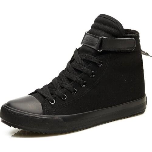 Breathable Black High Top Sneakers Casual Canvas Shoes Men White 2019 Spring/Summer New Fashion Lace-up Men High Top Shoes Flats