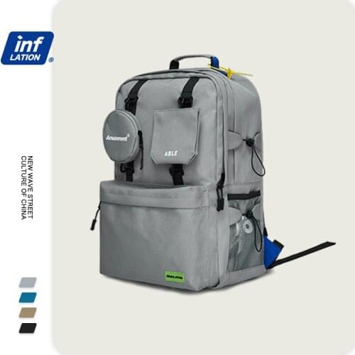 INFLATION Men Backpack 2020 Shoulder Bag Male Fashion Travel Backpacks Fashion Street Style Bagpack Laptop Bags Solid 205AI2018