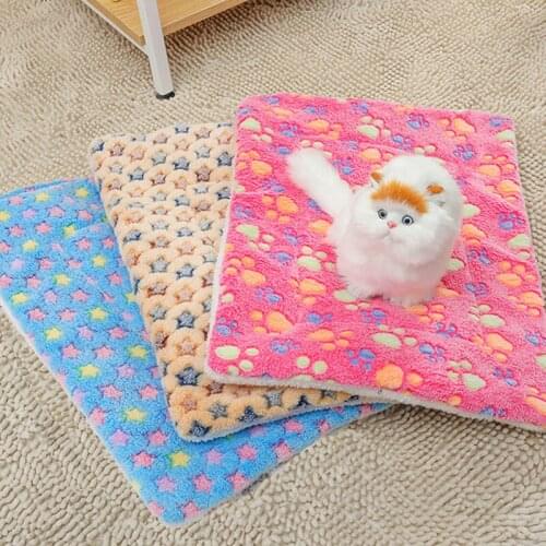 Soft Pet Blanket Winter Warm Soft Bed Mat For Puppy Paw Foot Print Sleeping Beds Cover Dogs Pet Cats Supplies