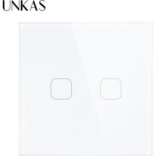UNKAS EU Stanard Touch Screen Switch led light switch 1 Gang 1 Way Touch Switch White Crystal Glass Panel Touch Switch