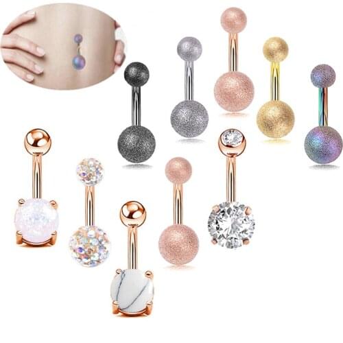 2021 Hot New 5Pcs/set Sexy Belly Piercing Women Belly Button Rings Rose Gold Steel Rhinestone Belly Navel Piercing Accessories