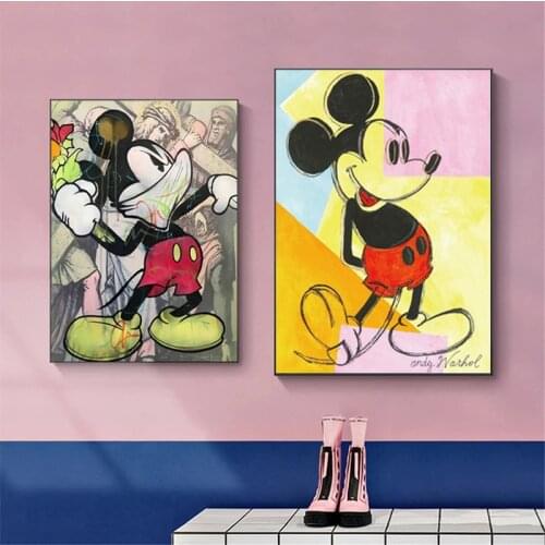 Disney Mickey Mouse Graffiti Pop Art Painting Posters Prints on Canvas Wall Paintings Picture for Living Room Cuadros Decor