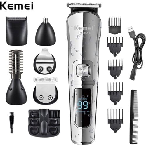Kemei Professional Multifunction Beard Hair Trimmer Waterproof 6 In 1 Hair Clipper Electric Razor for Men Grooming Kit KM-8508