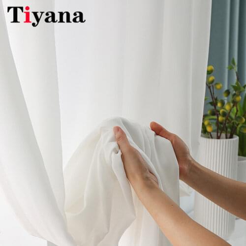 White Tulle Curtains for Living Room Grey Chiffon Sheer Voile Kitchen Curtain Bedroom Soft Window Voiles Tulle Curtain JK115Z