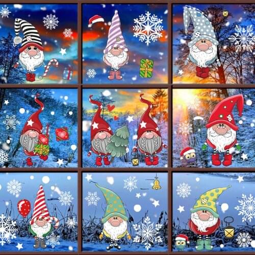 Christmas decoration adhesive-free window glass electrostatic stickers New Year Home Decals Decor Natal Noel 2021 Dropshipping