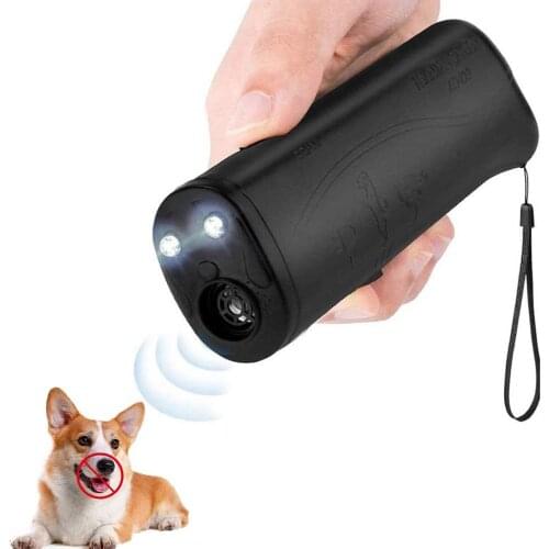 Handheld Dog Repellent Trainer Anti Barking Device with LED Flashlight, Ultrasonic Dog Deterrent Bark Stopper Dog Trainer Device