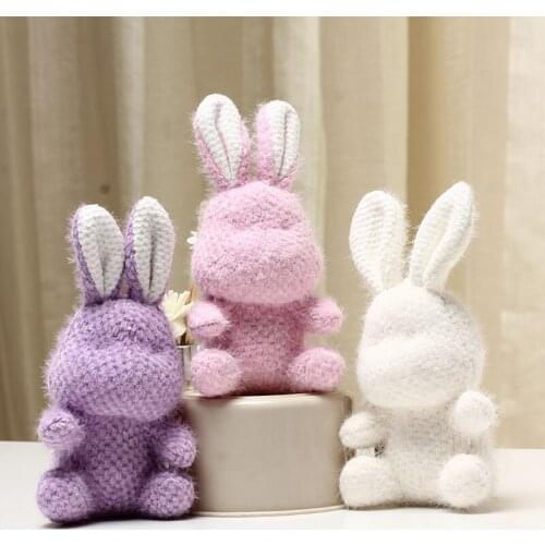 Wool rabbit plush Keychains Cute Rabbit Key Chain Woman Handbag Bag Keyring Pom Pom Car Pendant Key Ring Holder Jewelry