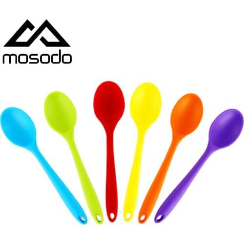 MOSODO Silicone Serving Spoon Long Handle Nonstick Mixing Ladle Cooking Soup Spoons Kitchen Utensil Accessories Tools