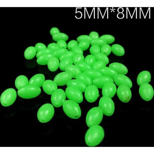 Luminous Fishing Beads 100pcs 5 x 8mm Oval Luminous Fishing Beads Sea Fishing Lure Floating Float Tackles