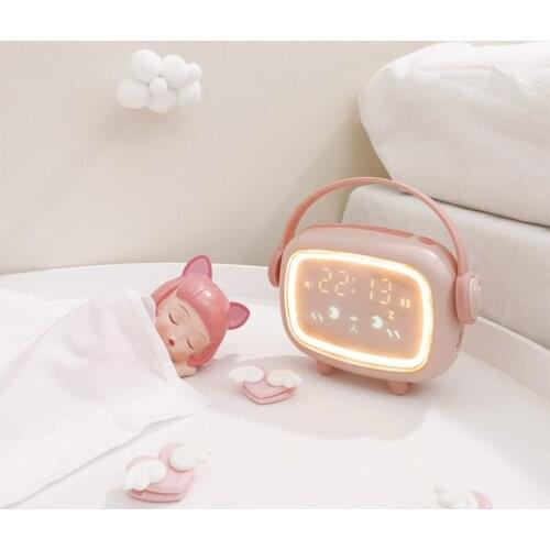 Smart Night Lamp Temperature Home Bedside Light Digital Alarm Clock Usb Sensor Switch Dimming Night Light Children Table Lamp