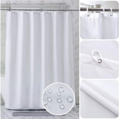 Waterproof Shower Curtain Hotel White Polyester Bath Curtains 180*180/180*200 cm Home Curtain Bathroom Decoration with Hooks