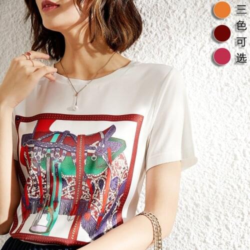 T New saddle print shirt women s summer 2021 thin round neck short sleeve top combo modal T shirt fashion