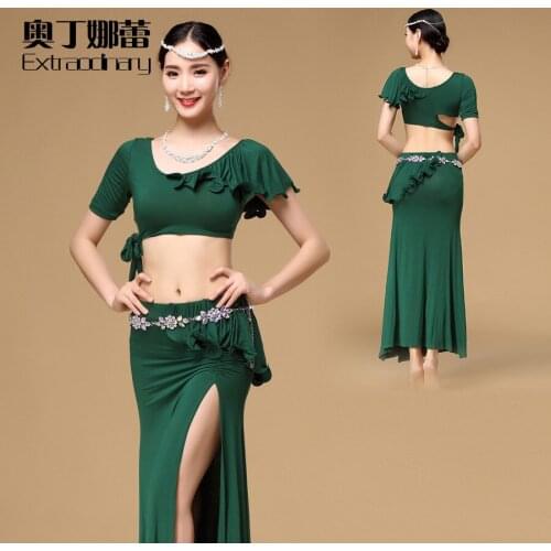 Bellydance Costume 2017 Women New Modal Hot Sale Woman Belly Dance Suits Top&skirt Perfessional Wear For Dancing Sq01201