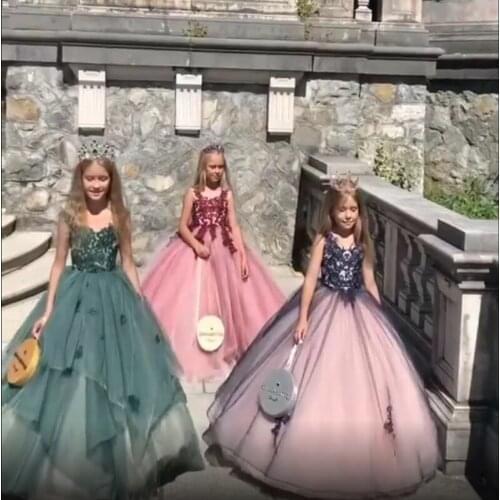2020 Green Special Sweatheart Tulle Girl Dresses Long Tiered Ball Gowns Wedding Dress vestido de novia ET0408