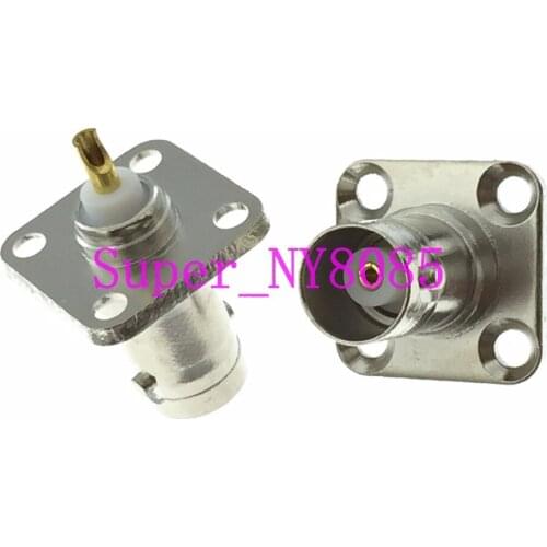 10pcs Connector BNC female jack 4-holes flange solder cup Panel mount Straight