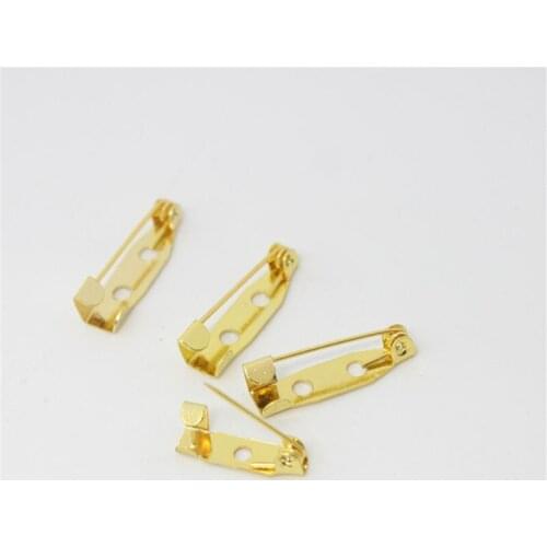 100pcs15mm20mm Gold color Safety Lock Back Bar Pin DIY Brooch Base Dual Brooch Back Base with Safety Pin Use for Hair Jewelry