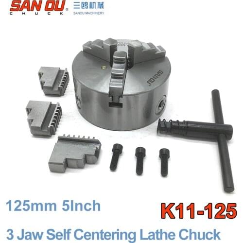 125mm 5 " 3 Jaw Self Centering Lathe Chuck SANOU K11-125 Metal Scroll Chucks for Drilling Milling Machine