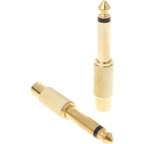 2 Pcs 6.35mm 1/4" Mono Male Jack To RCA Female Plug Audio Adapter Cable Converter