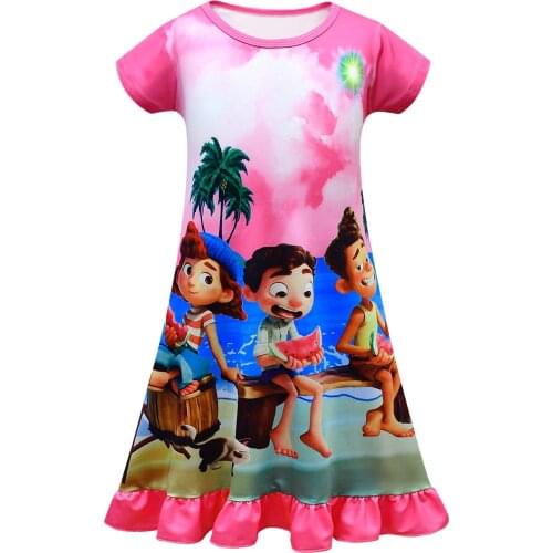 2021 Anime Luca Alberto Sea Monster Girls Pajamas Dresses Nightdress Baby Girls Summer Nightgown Clothes Sleepwear Party Gifts