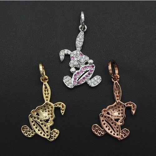 30x14mm 100% CZ Zircon DIY Jewelry Rabbit Charm Pendant Wholesale Jewellwery Finding Supplies Bracelet Making Charm