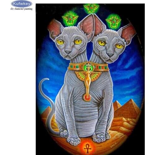 DIY 5D Diamond Painting Sphynx Cat Full Square Round Craft Kits Embroidery Rhinestone Pictures By Number Home Decoration