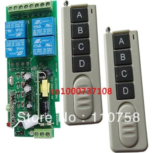 85V-250V Wide Range Output 315/433MHZ 4CH RF Wireless Remote Control System 220V. Remote Power SwitchON/OFF 4 remote control