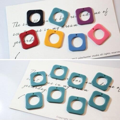 Diy jewelry making 50pcs/lot 25mm color printing geometry square shape resin beads fit earring/garment pendant accessory