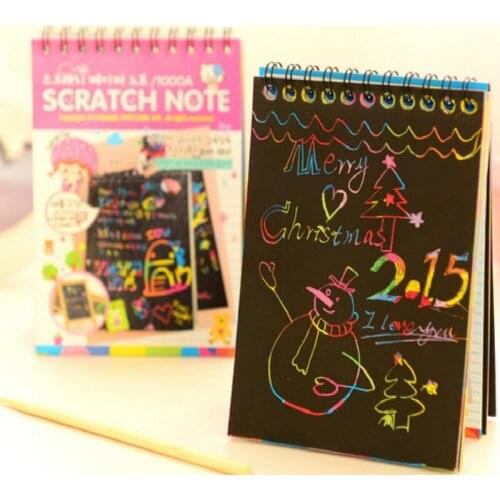 Scratch note Black cardboard Creative DIY draw sketch notes for kids toy notebook zakka material Escolar School Supplies