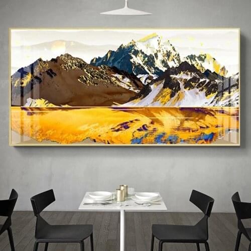 Large Size Golden Mountain Landscape Abstract Canvas Paintings Print Poster Oil Painting For Living Room modern home
