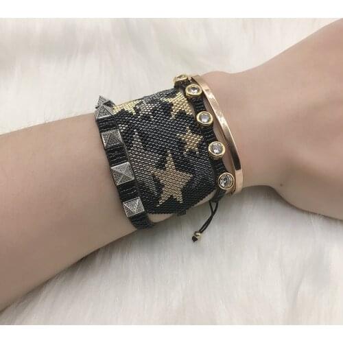 BLUESTAR MIYUKI Bead Bracelet For Women Crystal Bead Pulseras Mujer Chic Star Micro Pave Zircon Bead Armband Handmade Loom