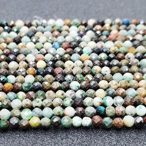 Natural Stone Loose Beads 3mm Turquoise Angle Round Faceted Beading Making DIY Bracelet Necklace Earrings Jewelry Accessories