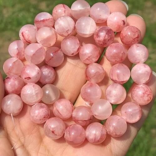 Natural Stone Watermelon Red Persian Jades Chalcedony Beads Loose Spacer Beads For Jewelry Making DIY Bracelet Necklace 6/8/10mm