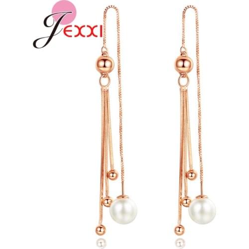 Fast Shipping Korean Style 925 Sterling Silver Earrings For Women With Long Tassel Rose Gold/White Gold Color Earing Big Sale