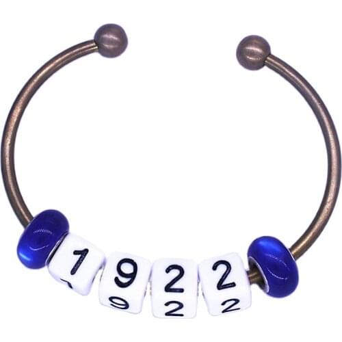 C Shape Cuff Bracelets Customize Founded Years 1922 Beaded Greek Sigma Bangles Number Beads Bangle Jewelry