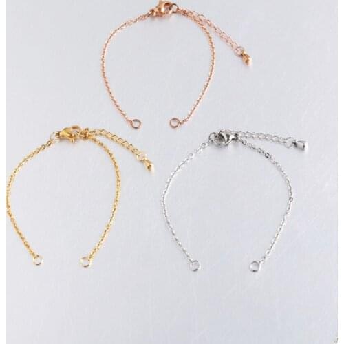 5pcs 316L Stainless Steel 1.5 2.0mm Width Gold Rose Gold 14cm Rolo Chain Fit Women Men DIY Chain Bracelets Jewelry Making Crafts