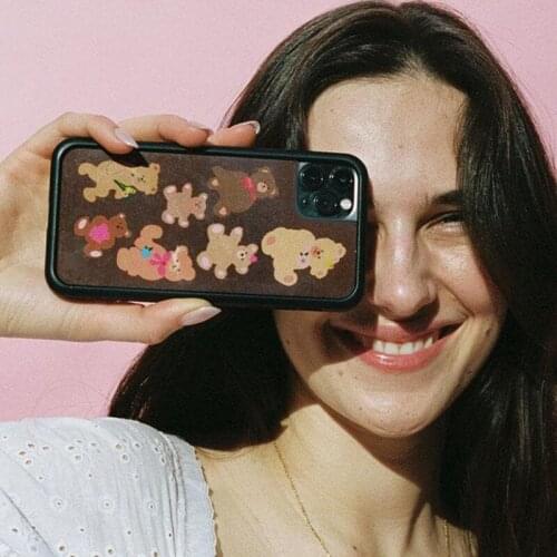 Cute Bear Bears PC+TPU Phone Cover Case for IPhone 6 6S 7 8 Plus X Xs XR 11 12 Mini Pro Max Fundas HYPC013